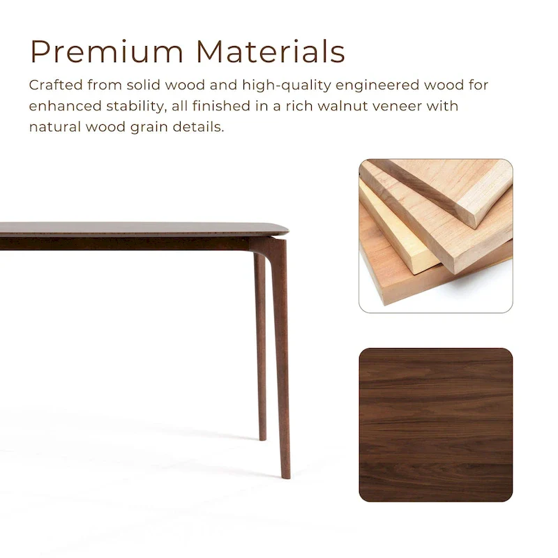 Mid-century Walnut Wood Counter Height Table