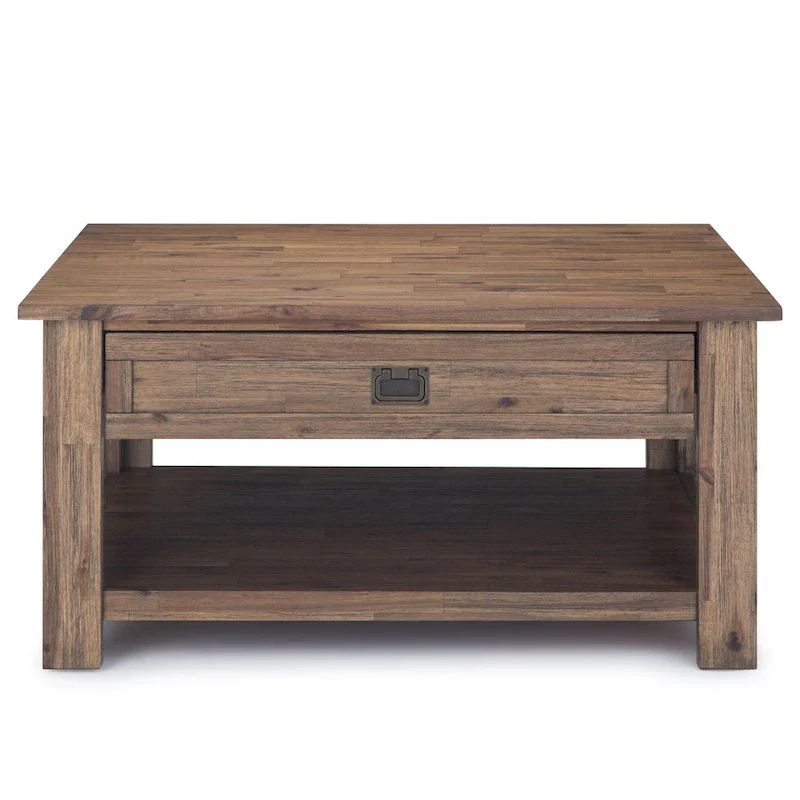 WYNDENHALL Garret SOLID ACACIA WOOD 38 inch Wide Square Rustic Coffee Table - 38 W x 38 D x 19 H