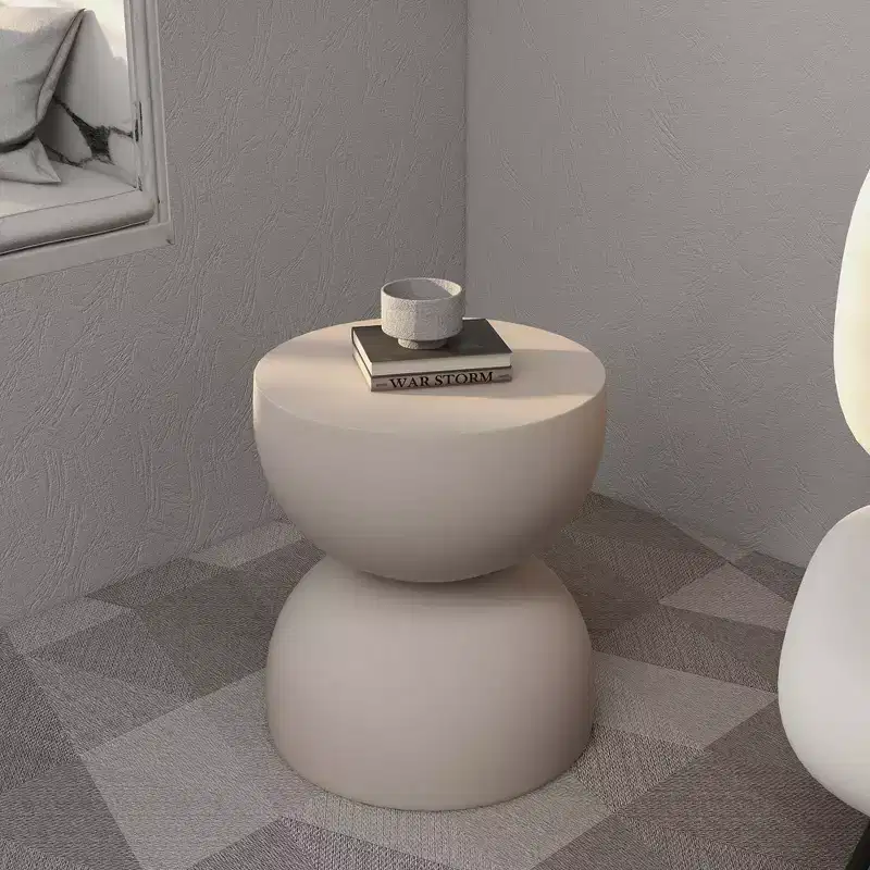 LeisureMod Sage Series Minimalist Fiberstone Hourglass Side Table  Modern Accent End Table for Indoor or Patio Use, Durable Small-Space Design