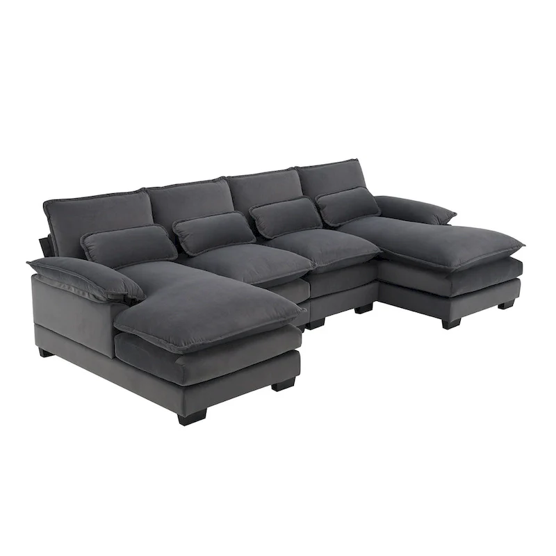 Modern Upholstered 6-Seat Modular U-Shaped Sleeper Sectional Sofa
