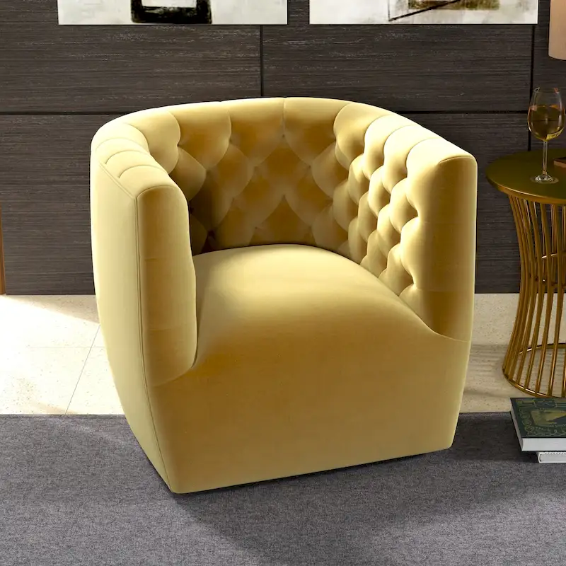 Mid-Century Modern Swivel Accent Chair – Velvet, Pocket Spring, 4 Colors