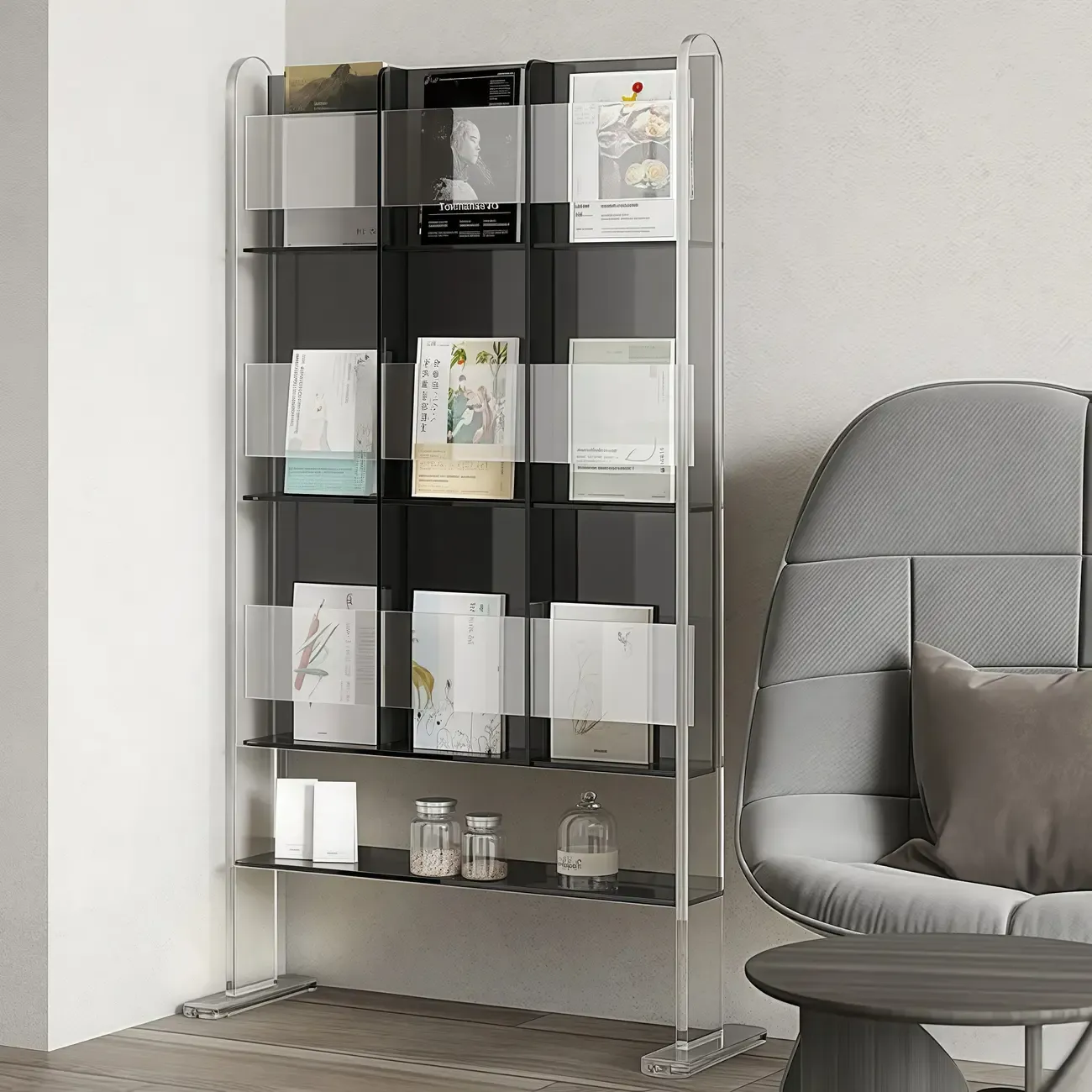 Vertical Acrylic 4-Shelf Closed Back Display Bookcase