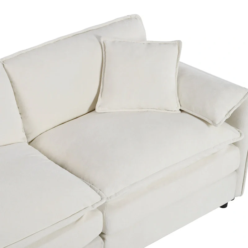 3-Piece Chenille Cloud Sofa & Armchair Set with Deep Seats & 3 Pillows