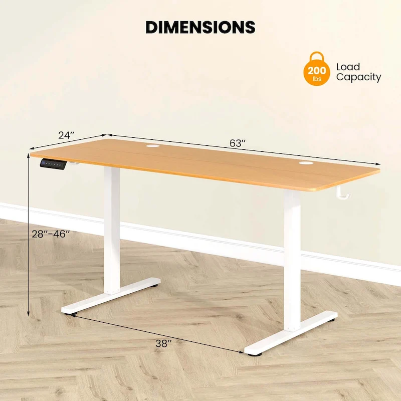 Costway 63 x 24 Inch Sit Stand Desk Height Adjustable Electric - See Details