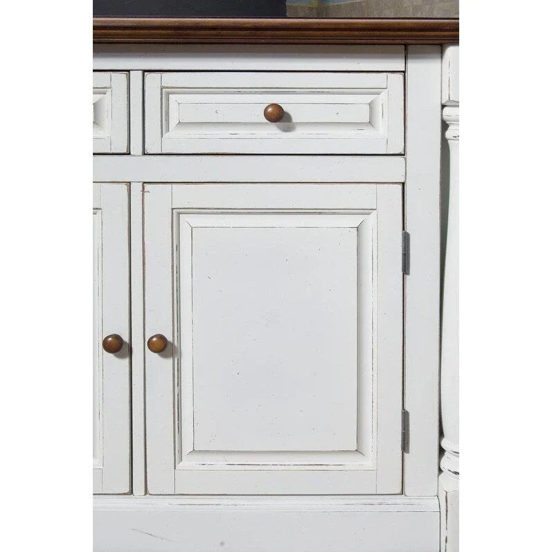Monarch Off-White Kitchen Island with Granite Top and 2 Stools