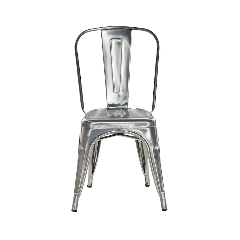 Gunmetal Metal Dining Chairs, Set of 4