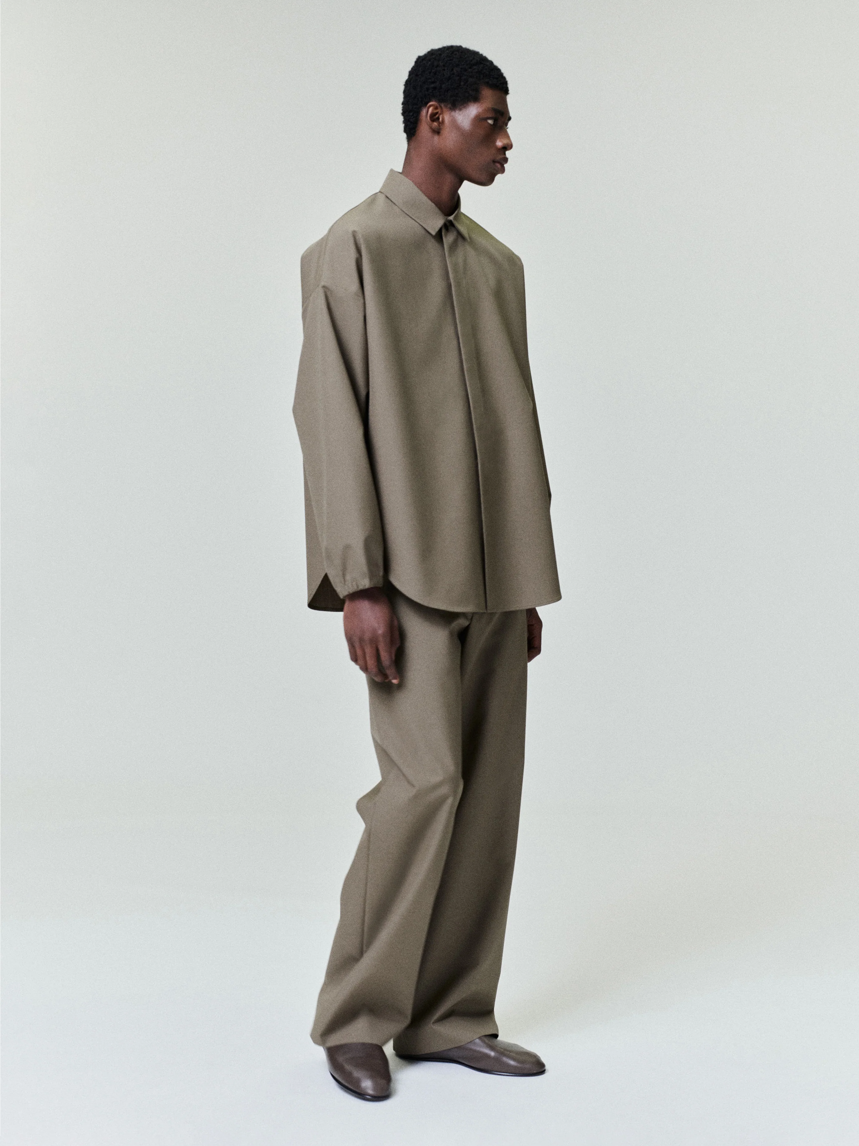 Wool Poplin Casual Flat Front Pants