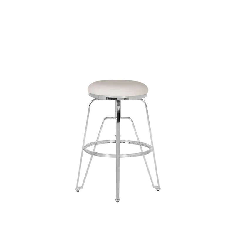 Aimes Metal and Faux Leather Adjustable Backless Stool
