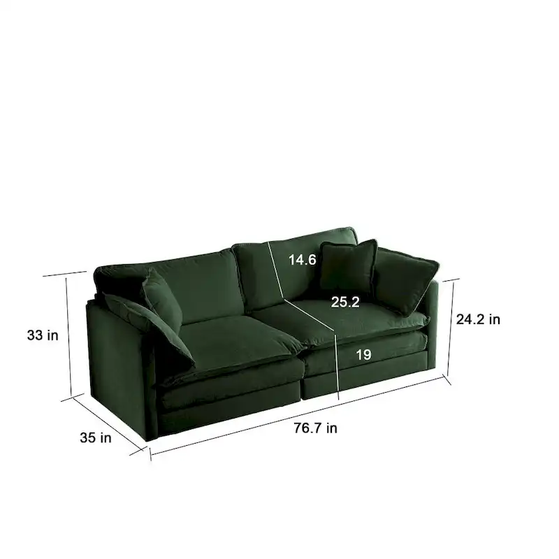 Chenille L-Shaped Modular Sectional Sofa - 2 Seater