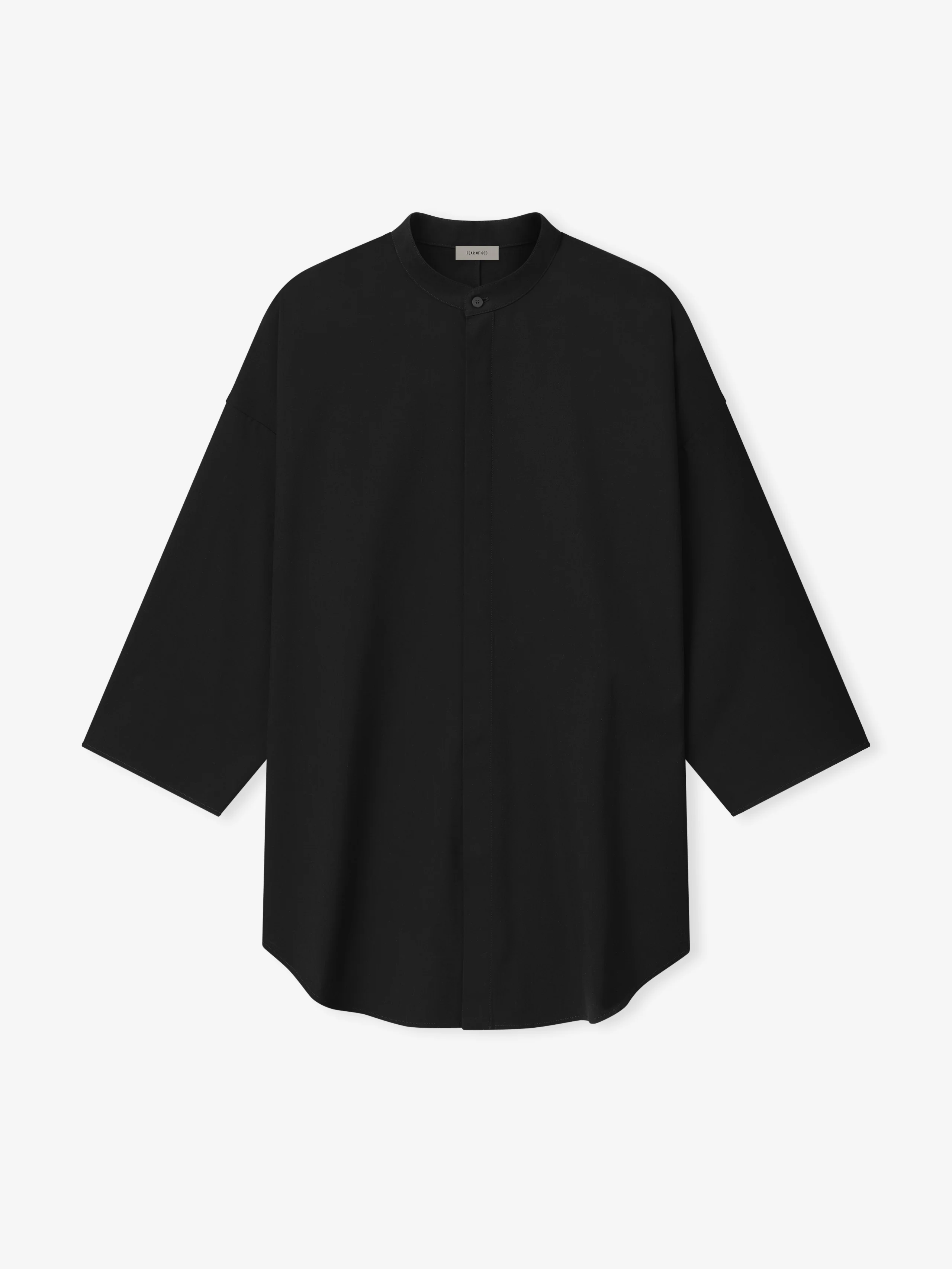 Cotton Wool Oxford Mandarin Relaxed Short Sleeve Shirt