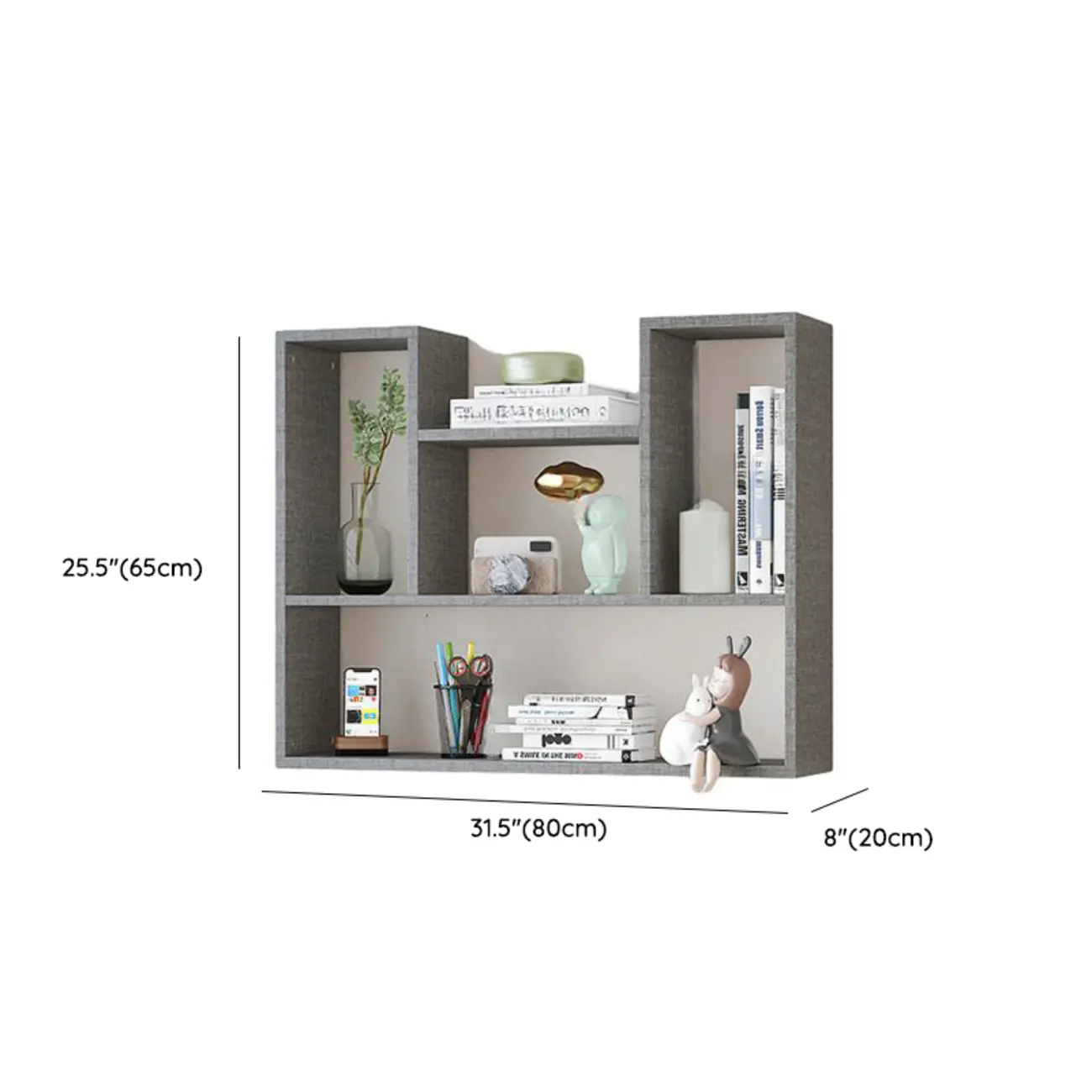 Modern Wooden 3-Tier Open Back Wall-Mounted Bookcase