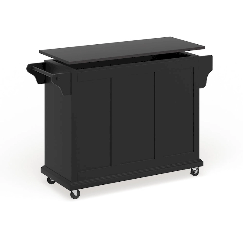 Crosley Black Wood Kitchen Cart/ Island with Solid Black Granite Top - 18d x 51.5w x 36h
