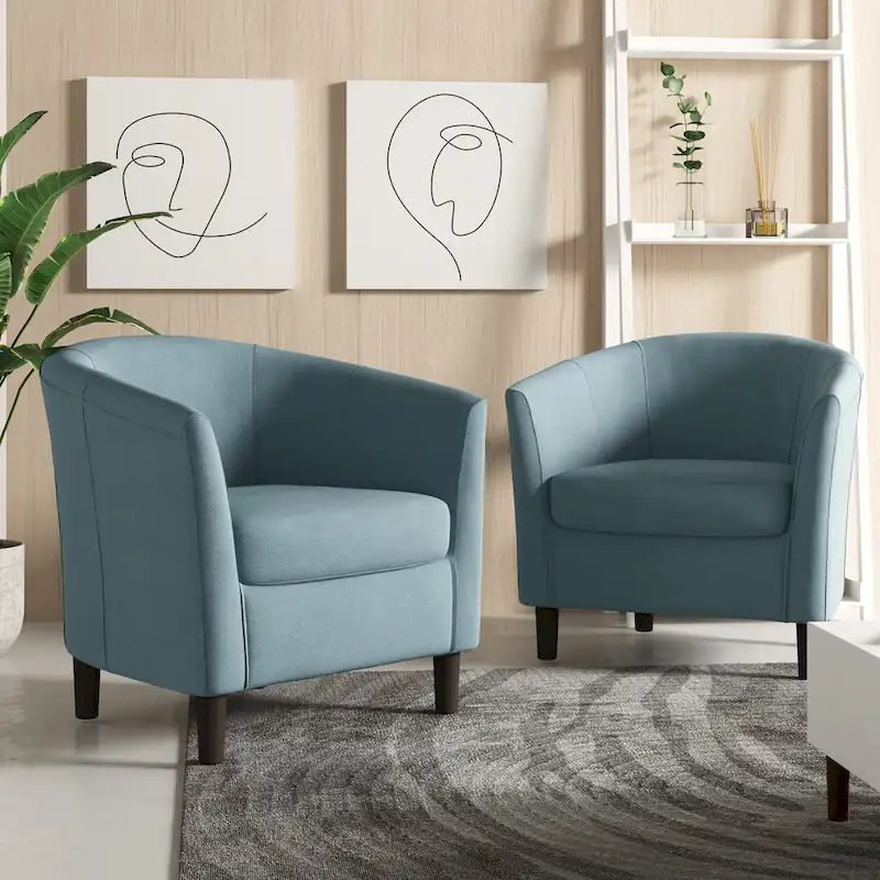 Linen Barrel Accent Chairs - Beige/Blue/Grey/Khaki/Light Grey, Modern Design