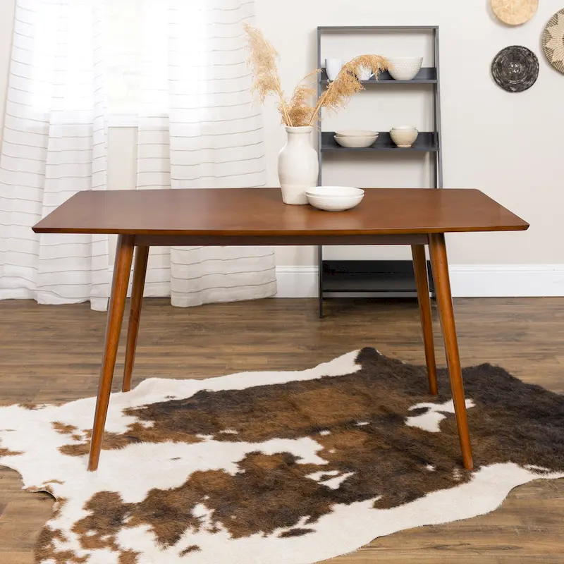 Acorn/Walnut Mid-Century Dining Table, Seats 6