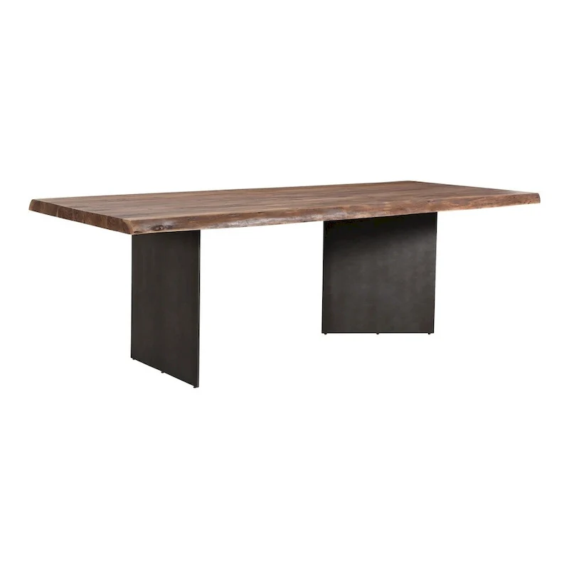 Modern Live Edge Acacia and Iron Dining Table - 94 x 38