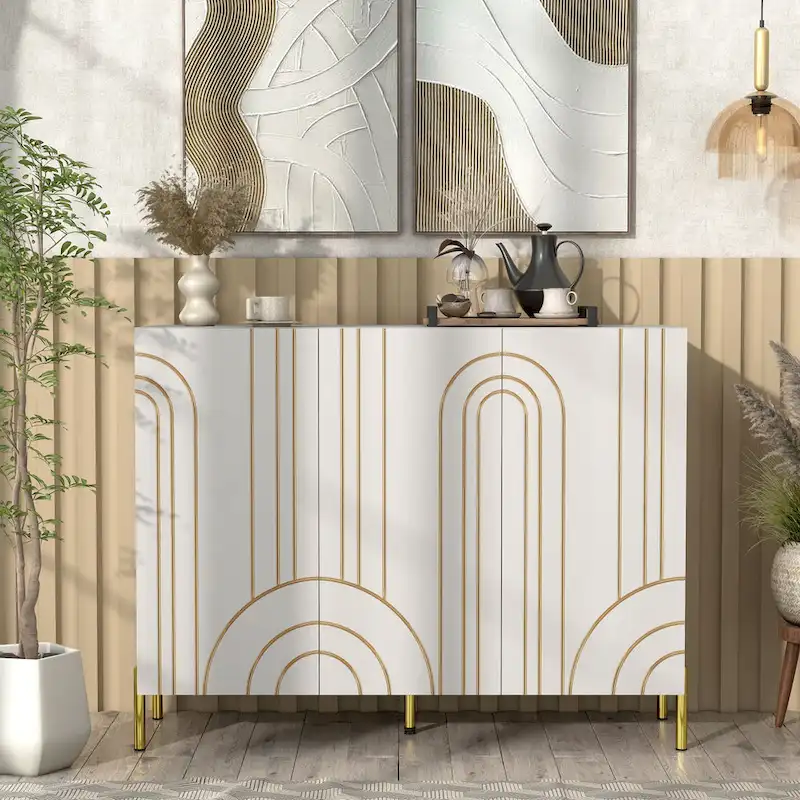 Modern Adjustable 4-Shelf Dining Sideboard Buffet with Storage Cabinet