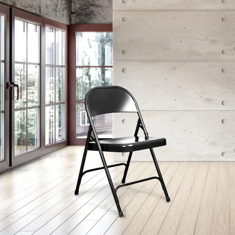 Hampden Furnishings Bernadine Collection Metal Round-Backed Folding Chair, Pack of 4