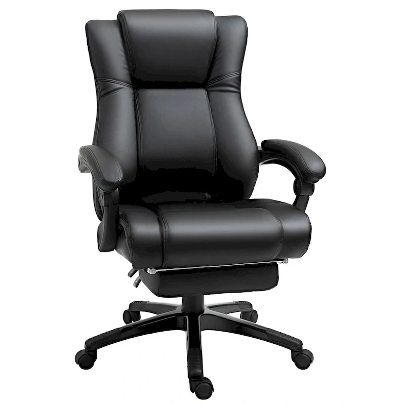 High Back Office Chair with Adjustable Height and Retractable Footrest