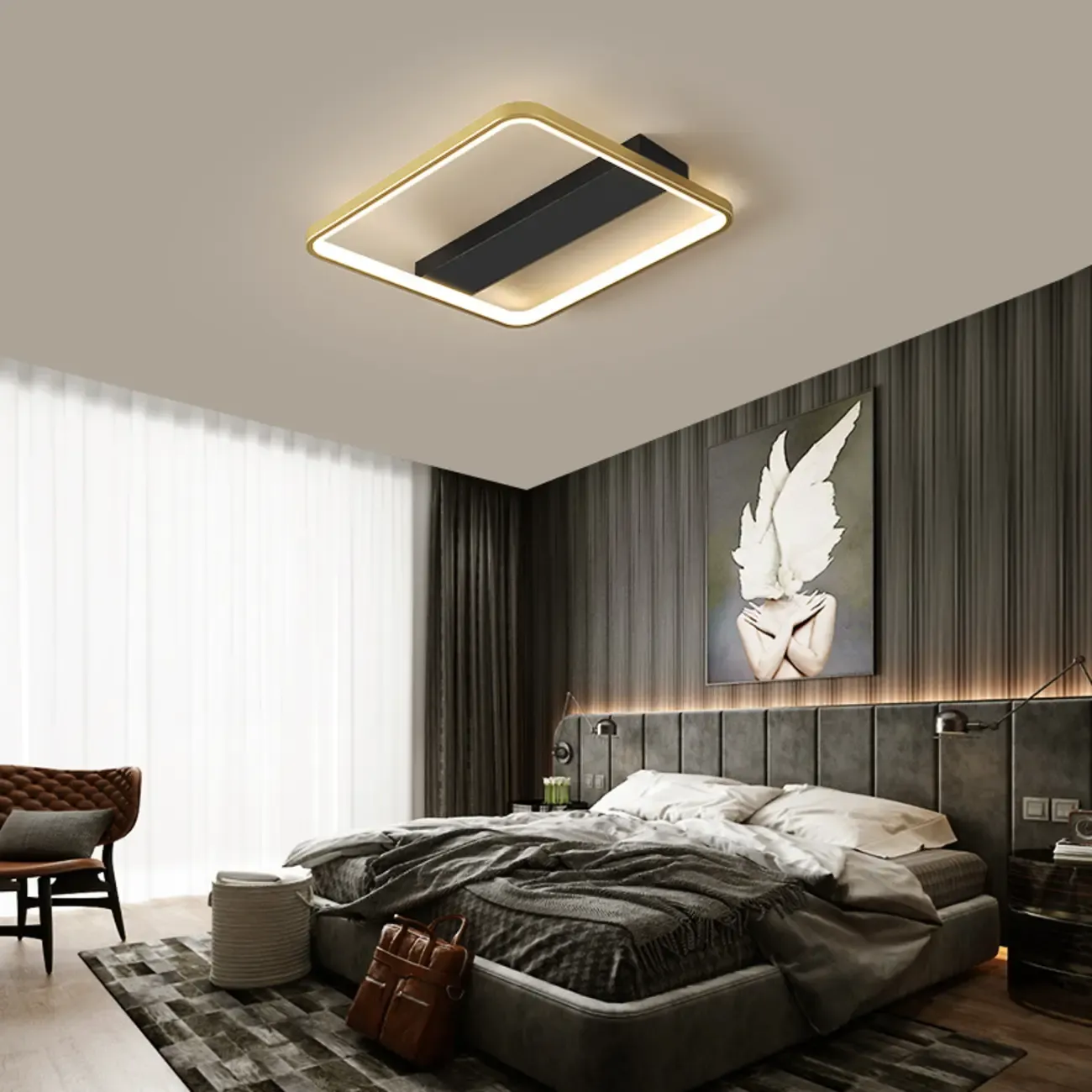 Modern LED Semi Flush Mount Ceiling Light for Bedroom