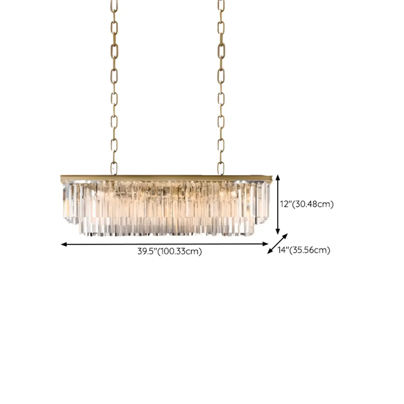 Modern Island Light 2 Tier Transparent Glass in Linear Shape