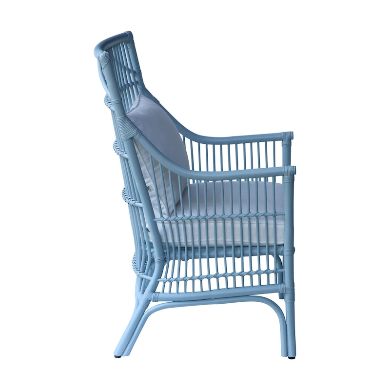 Rattan Slat Back Cushioned Arm Dining Accent Chair by East at Main - 24x25.5x39.25