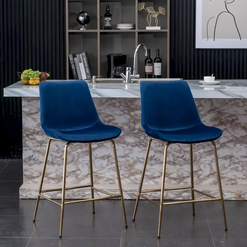 Roundhill Furniture Aufurr Modern Velvet 26.50 Counter Height Stool (Set of 2)