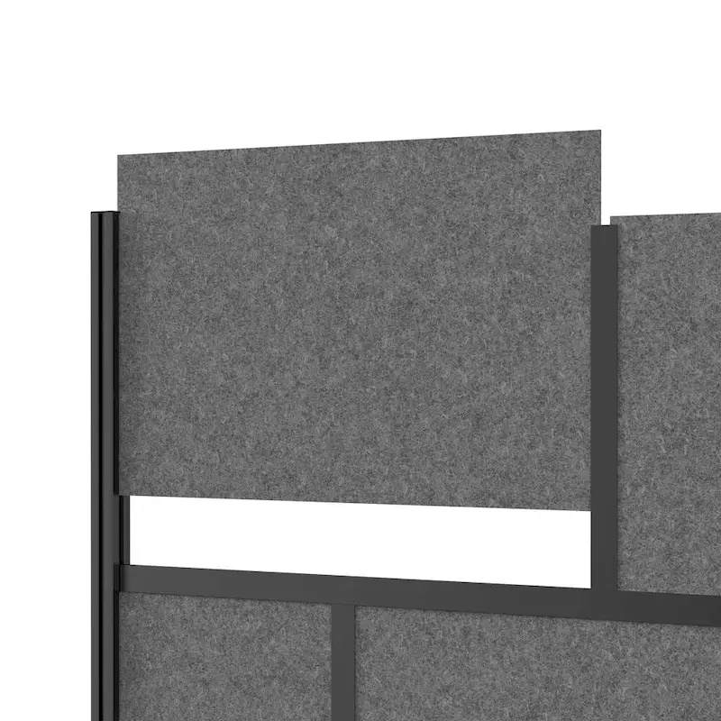 Modular Room Divider Wall System — Black Frame, 70x70 Starter Wall, Wide Paneling