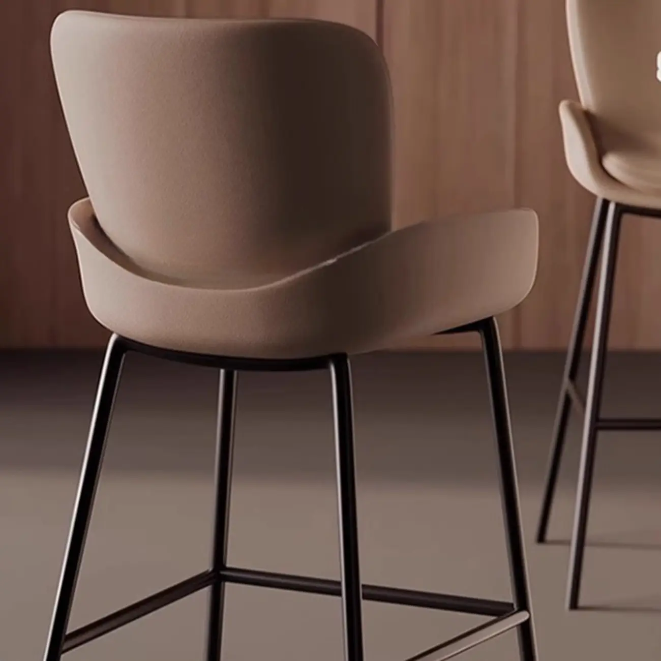 Coffee Bucket Four Legs Leather Counter Bar Stools