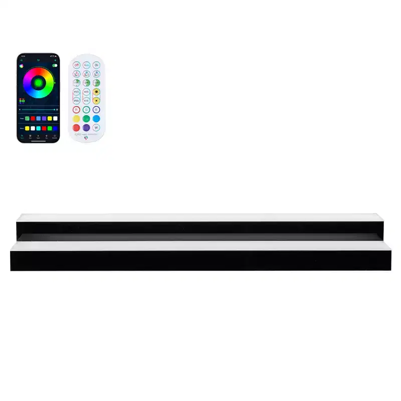 VEVOR LED Lighted Liquor Bottle Display, 2Tiers 40in, Supports USB, Acrylic Illuminated Home Bar Shelf Display with RF Remote&App Control,Black+White