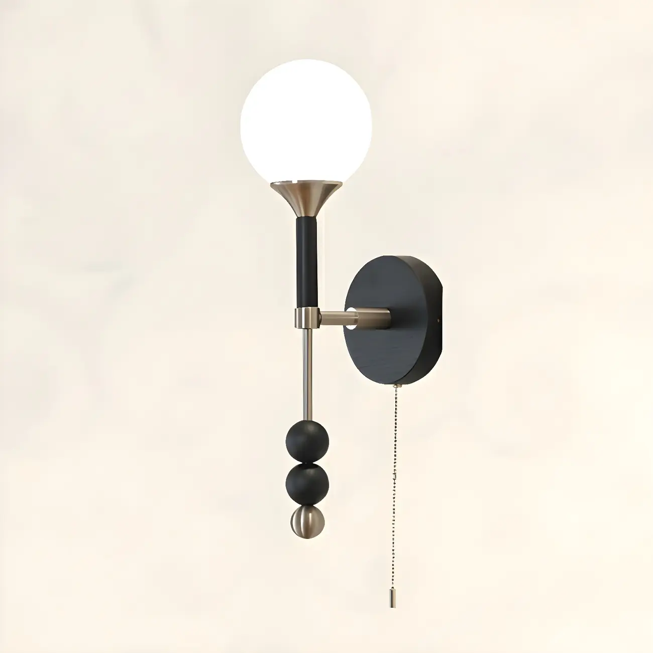 Modern Black Globe Vanity Light with White Glass Shade