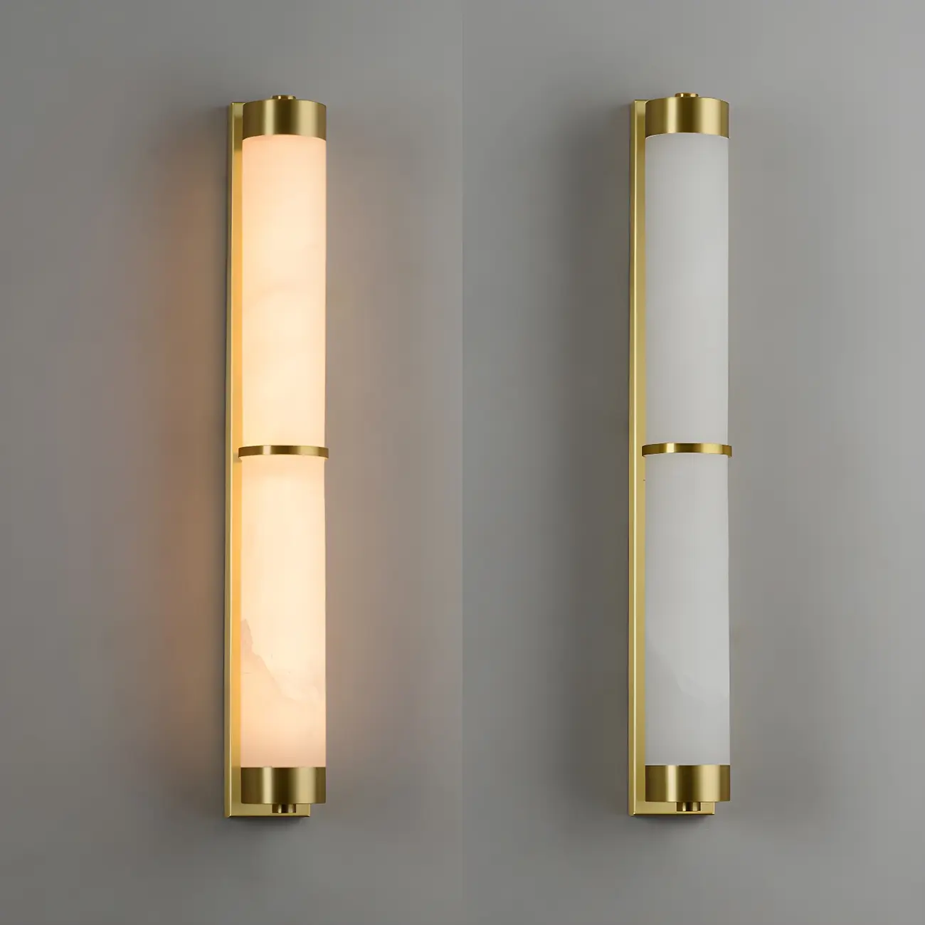 Modern Cylinder Stone Gold LED Wall Sconce