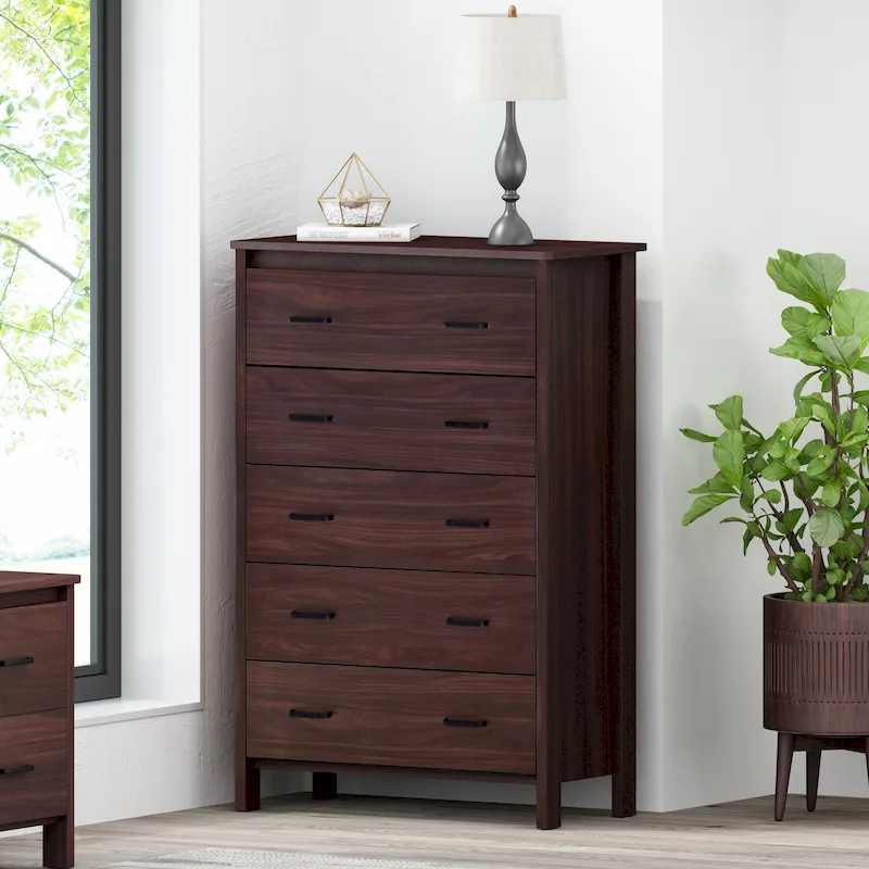 5 Drawer Chest,Sonoma Gray Oak/Walnut