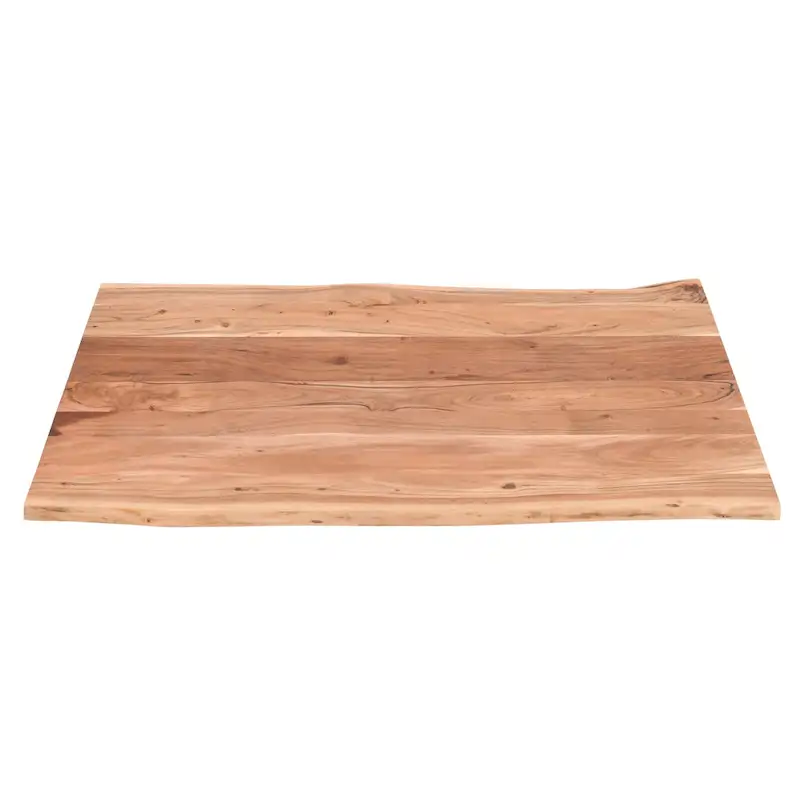 45 Inch Acacia Farmhouse Coffee Table, Live Edges, Metal Sled Base, Brown and Black