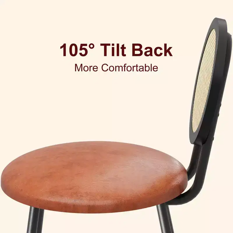Rattan Dining Chairs Set of 4. Modern Upholstered Kitchen Chairs with Thick Cushions & Metal Legs. Ideal for Small Spaces
