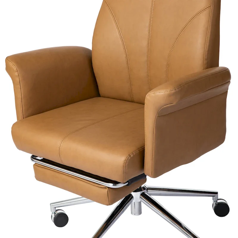 High-Back Office Chair with Footrest and Quilted Design for Adults