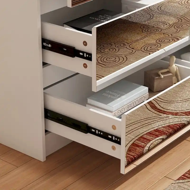 White / White Oak / Black / Mirror 9-Drawer Dresser with Storage – Single