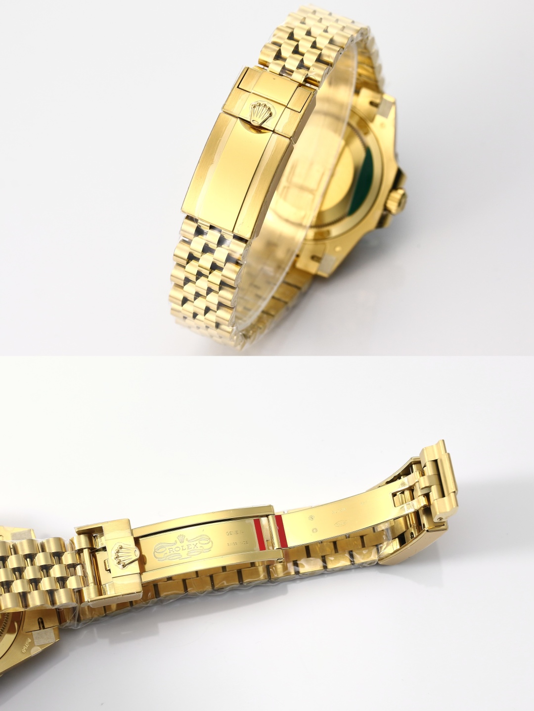 Achterzijde en sluiting van gouden Rolex replica met Oyster-style bracelet