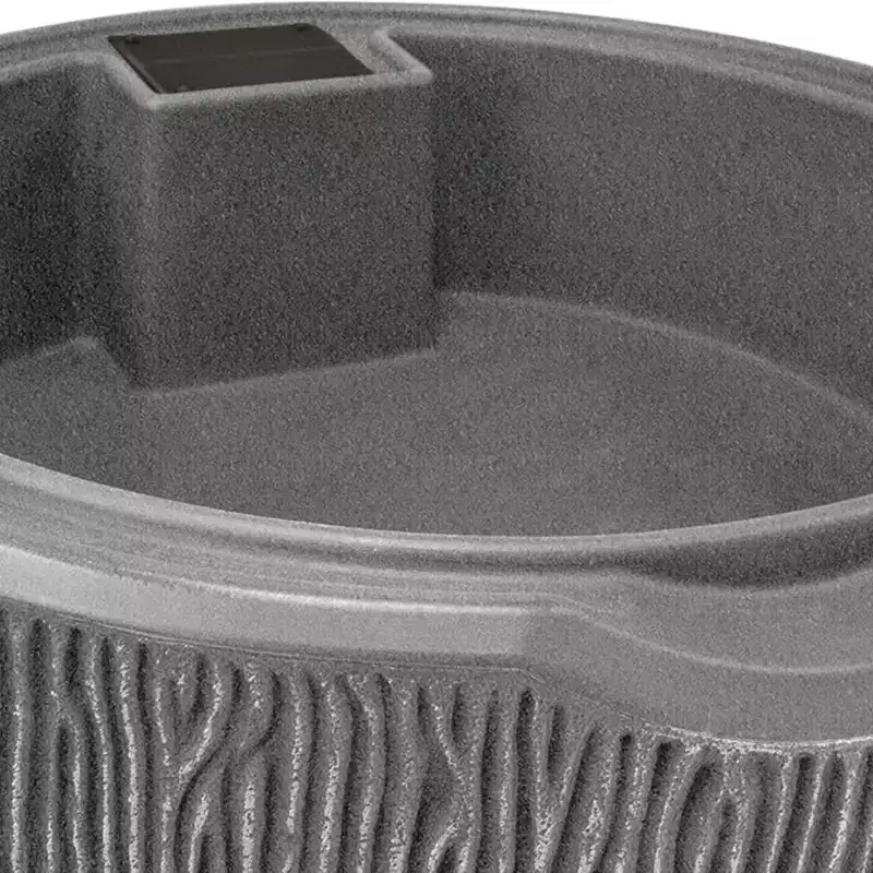 Good Ideas Impressions 90 Gal Bark Rain Saver Barrel, 2 Spigots, Dark Granite + Good Ideas Rain Wizard Rain Barrel Stand, Adds Room for Buckets, Dark
