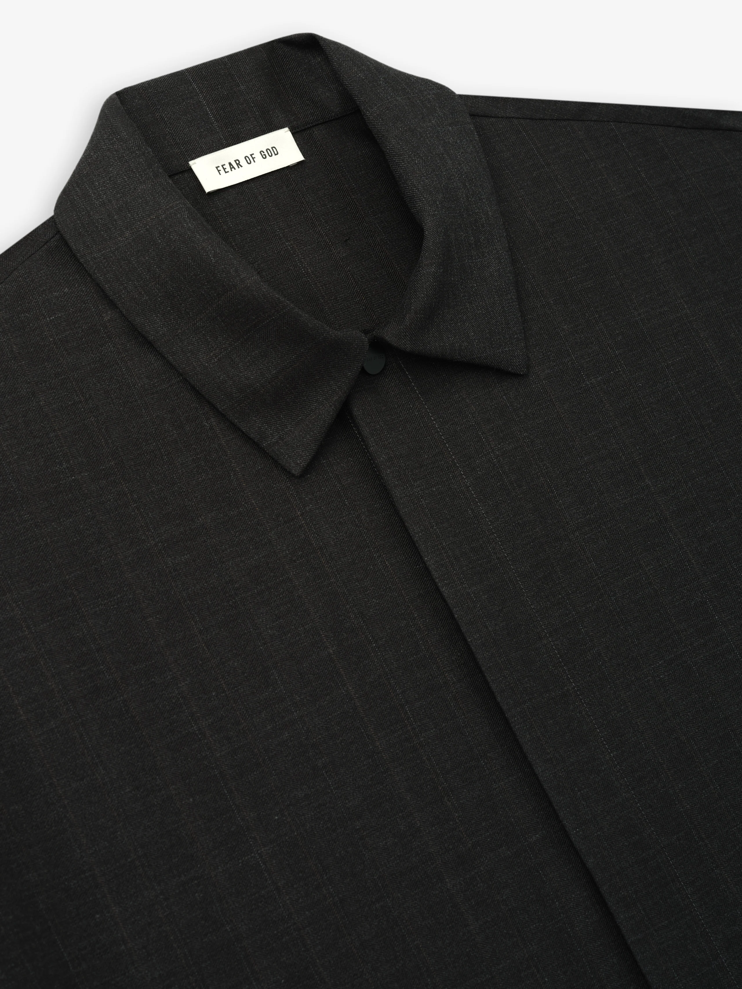 Grey Striped Wool Elastic Cuff Shirt