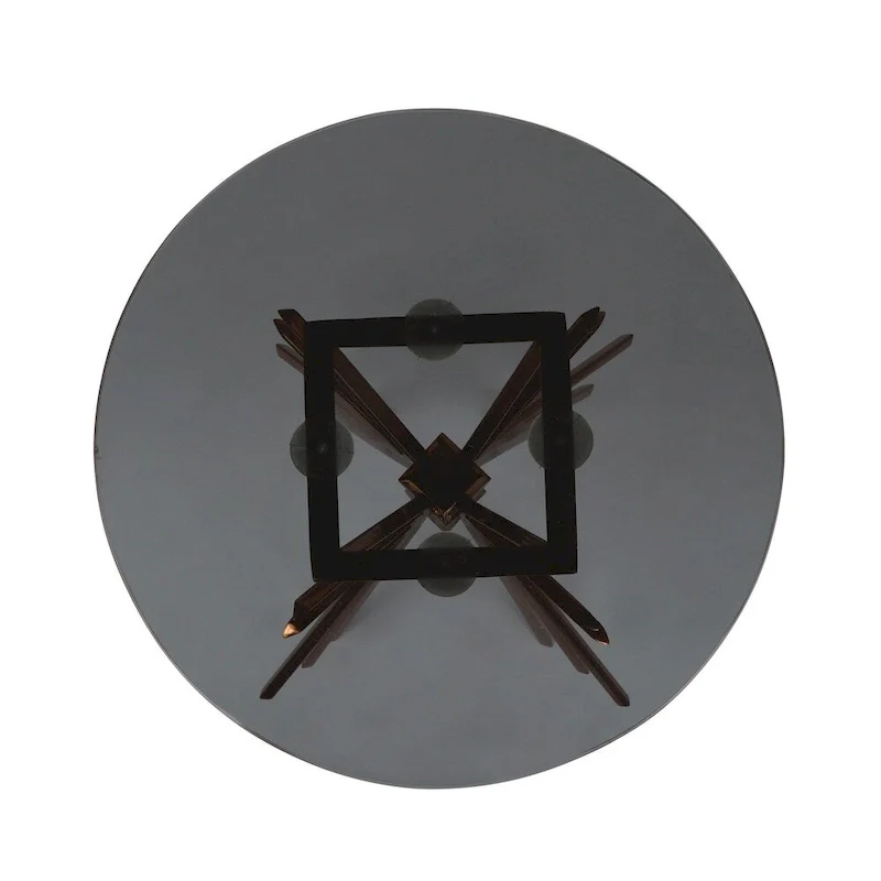 Helios Modern Glam Handcrafted Sunburst Accent Table with Tempered Glass Top by Christopher Knight Home