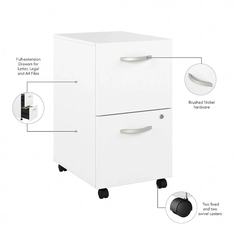 2 Drawer Mobile File Cabinet with Lock and Casters