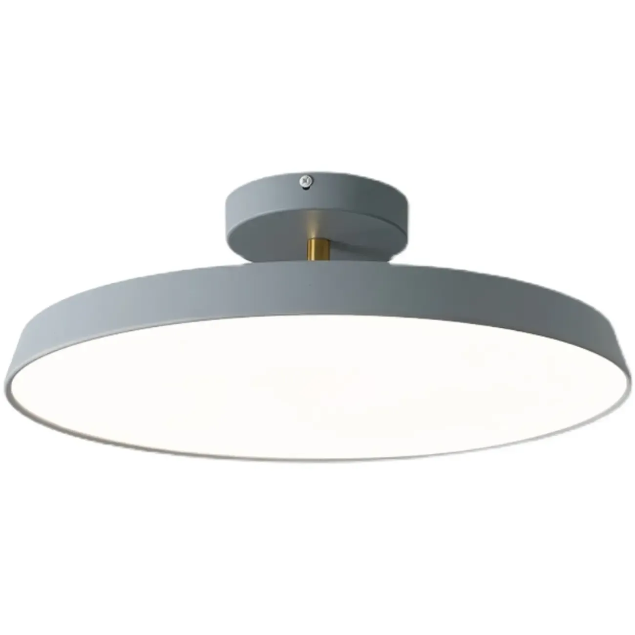 Modern Grey Round Dimmable Semi Flush LED Ceiling Light