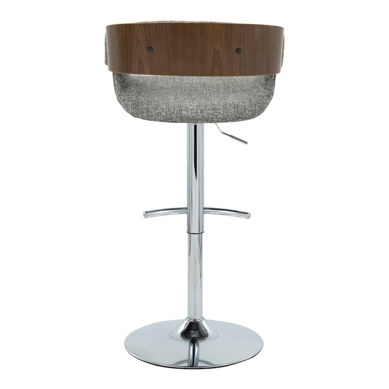Adjustable Swivel Bar Stool - Grey/Cream Fabric - Single Seat
