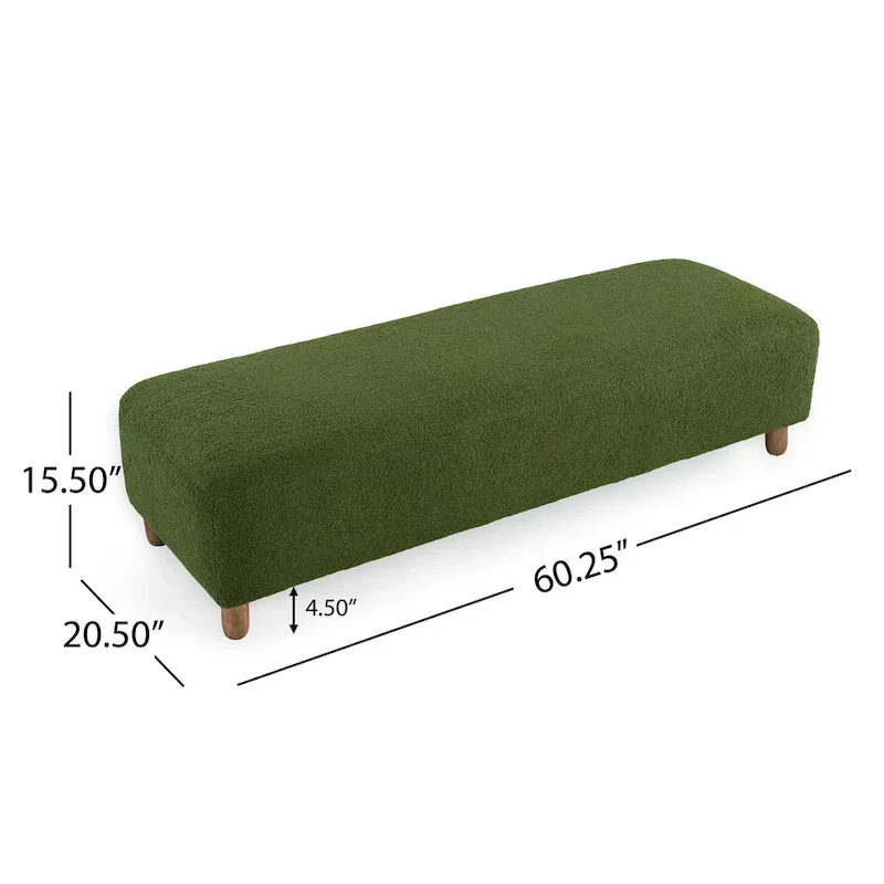 Fabric Upholstered Ottoman Bench with Wood Frame