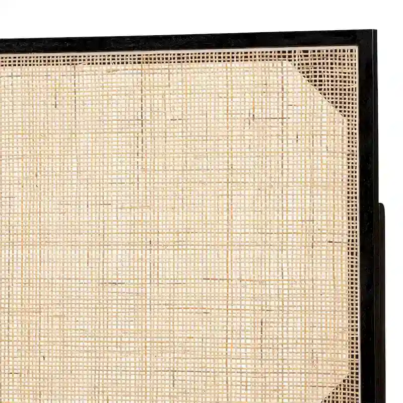 bali & pari Aurelia Modern Bohemian Bayur Wood and Natural Rattan Headboard