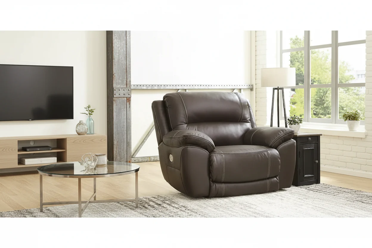 Dunleith Brown Leather Power Zero Wall Recliner