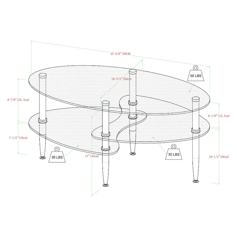 Middlebrook Toston Modern Frosted Glass 38 Coffee Table
