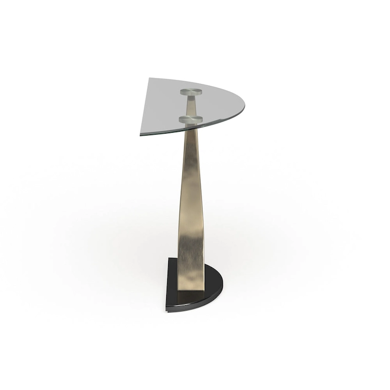 Wuct Modern Silver 46-inch Metal Half-moon Pedestal Sofa Table with Glass Top by Furniture of America