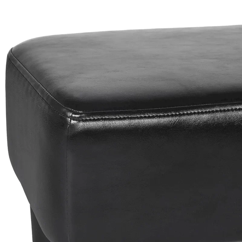 Rectangle PU Leather Footstool Ottoman – Black / Brown, Detachable Legs, Modern Style