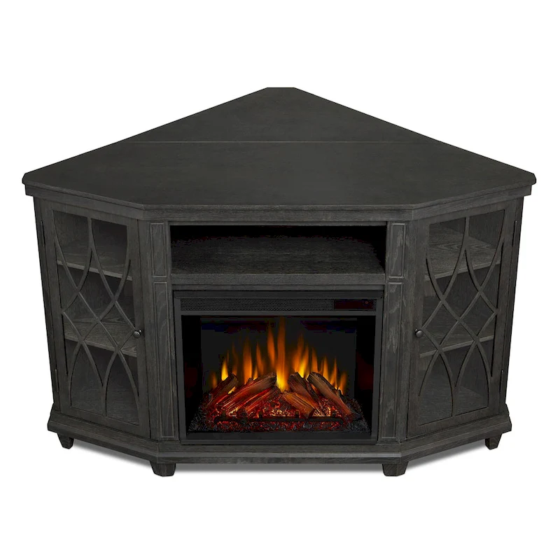 Lynette 56 TV Stand Electric Fireplace Gray by Real Flame